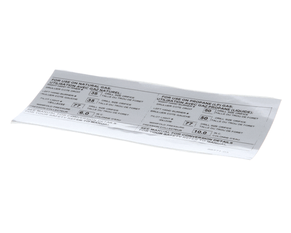 APW WYOTT PARTS APW Wyott 8837103 Decal - SKU APW8837103