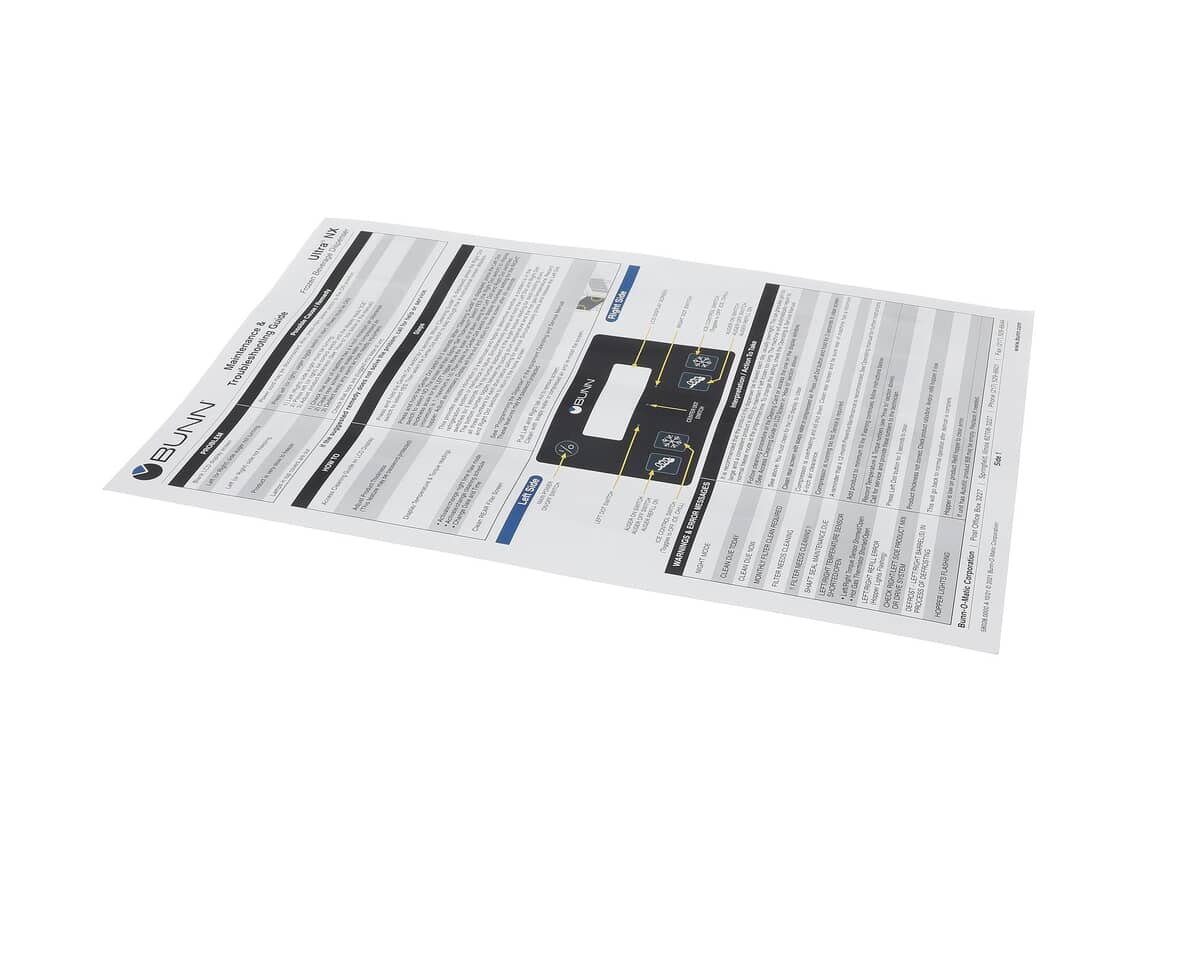 BUNN PARTS Bunn 58028.0000 Instr Use&care/Maintenance Ultra Nx - SKU BU58028.0000