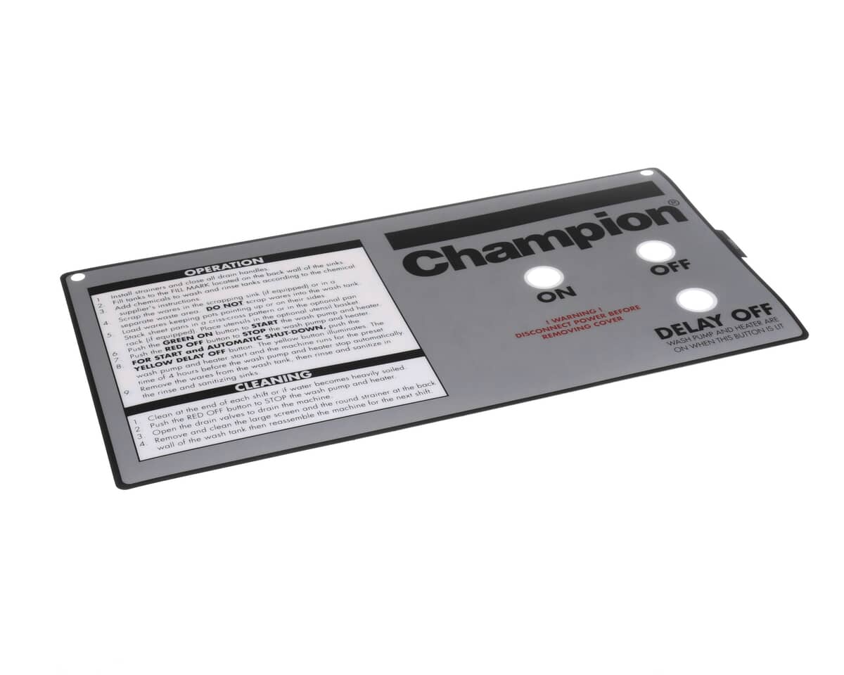 CHAMPION - MOYER DIEBEL PARTS Champion - Moyer Diebel 115392 Control Panel Label - SKU CHA115392