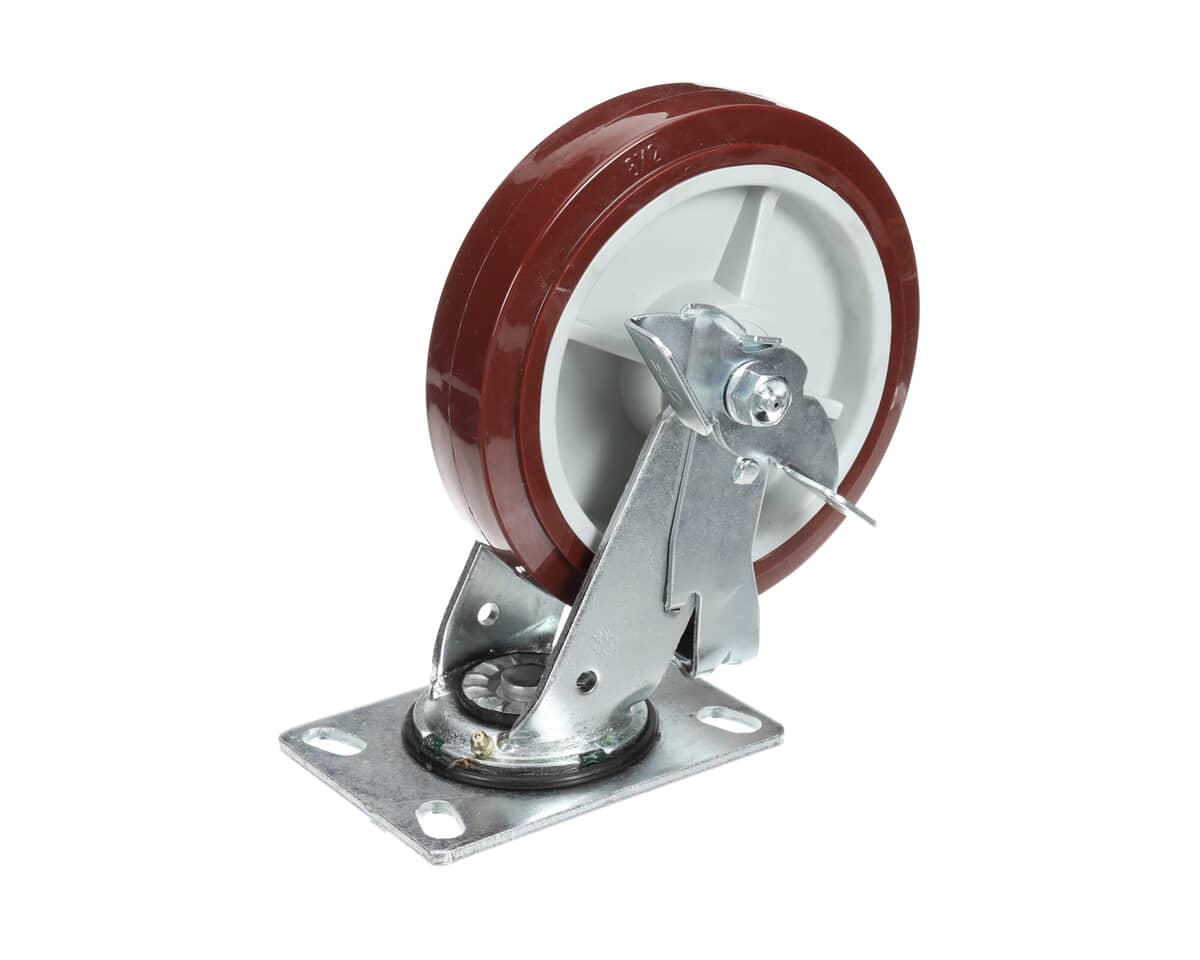 DINEX PARTS Dinex DXPCSTR8X2PUPBG 8 Red Swivel Caster With Brake - SKU DINDXPCSTR8X2PUPBG