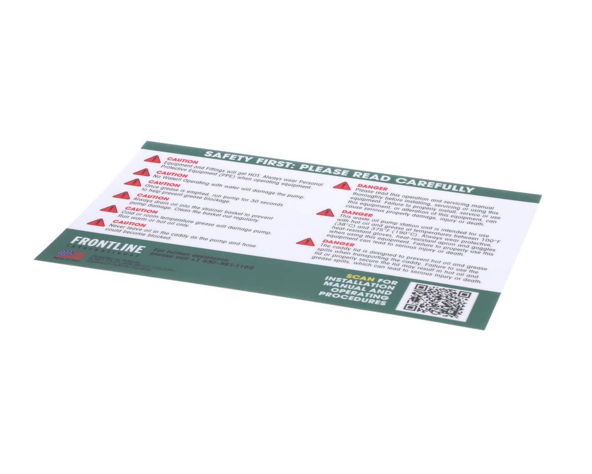 FRONTLINE INTERNATIONAL PARTS Frontline International 50010070 Equipment Safetly Instruction Label - SKU FRO50010070