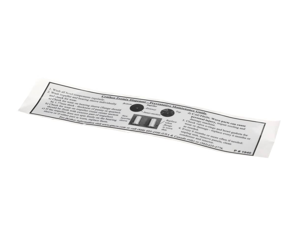 GRINDMASTER CECILWARE PARTS Grindmaster Cecilware 1940 Decal Maintenance Guide - SKU GM1940