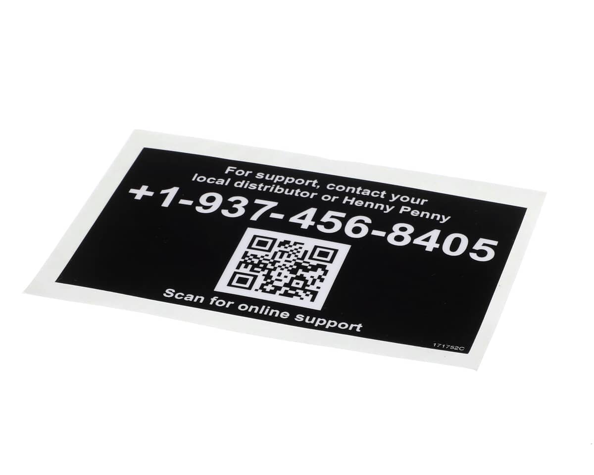 HENNY PENNY PARTS Henny Penny 171752 Label-Tech Support Intl - SKU HEN171752