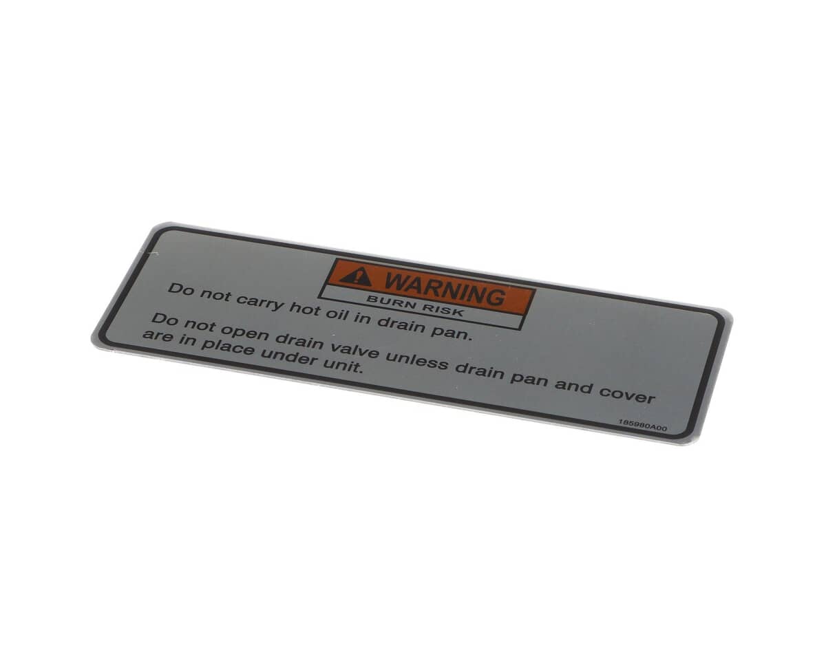 HENNY PENNY PARTS Henny Penny 185980 Drain Pan Warning Label - SKU HEN185980