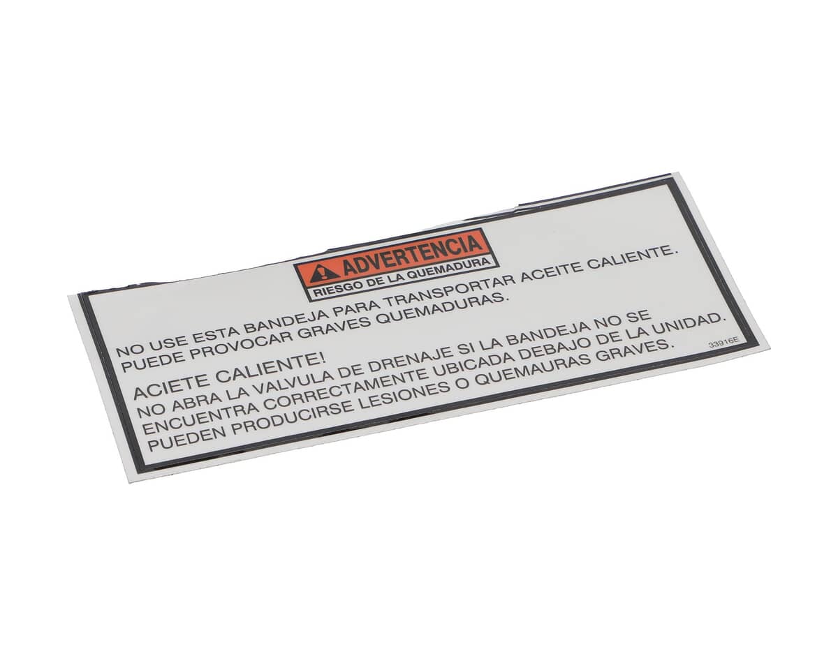 HENNY PENNY PARTS Henny Penny 33916 Label-Drain Pan Warning Spa - SKU HEN33916