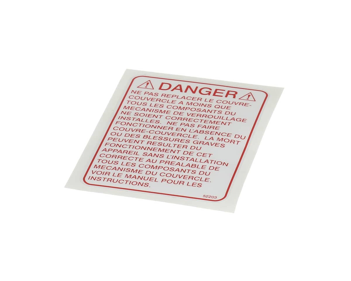 HENNY PENNY PARTS Henny Penny 52203 Label-Lid Danger French - SKU HEN52203