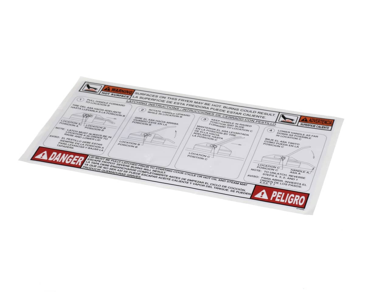 HENNY PENNY PARTS Henny Penny 67329 Lid Instruction Label - SKU HEN67329