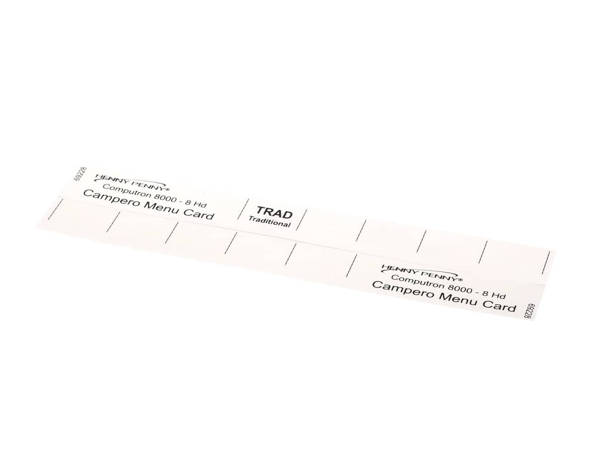 HENNY PENNY PARTS Henny Penny 69228 Menu CARD-C8000 CAMPERO-8HD - SKU HEN69228