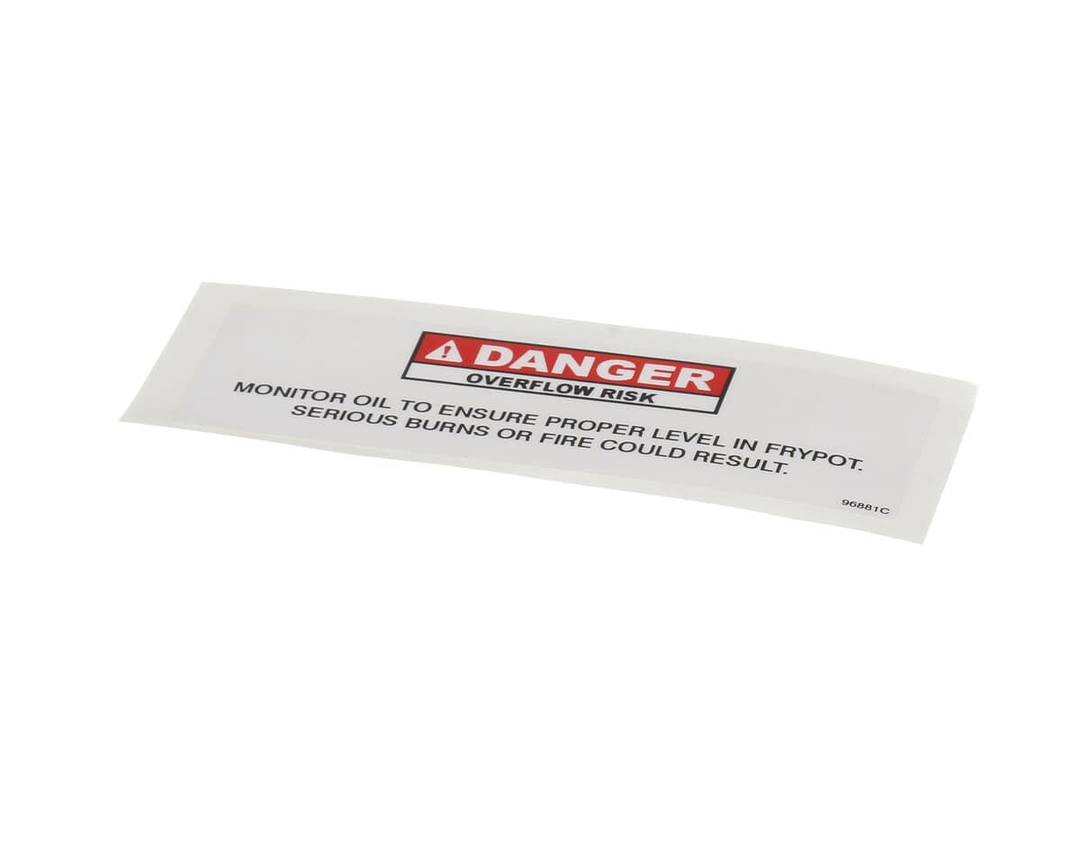 HENNY PENNY PARTS Henny Penny 96881 Danger Shortening Label - SKU HEN96881
