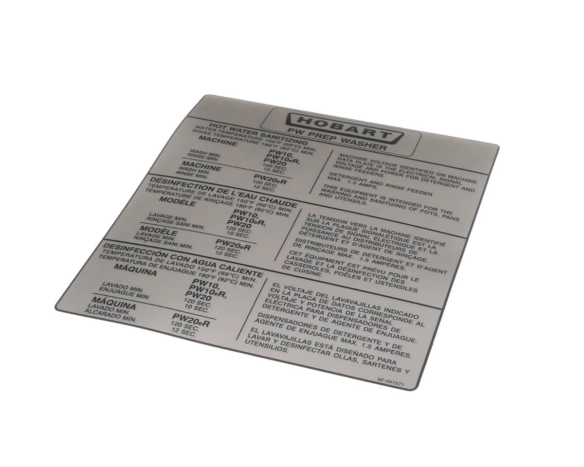 HOBART PARTS Hobart 0F-047571 Label (Information ) - SKU HOB0F-047571