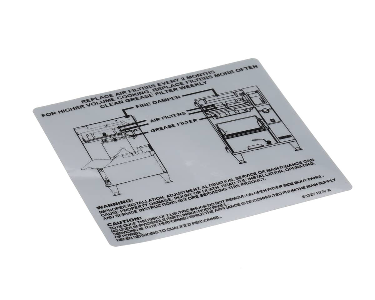 PERFECT FRY PARTS Perfect Fry 6LA009 Label Filter Instr Pfa - SKU PFC6LA009