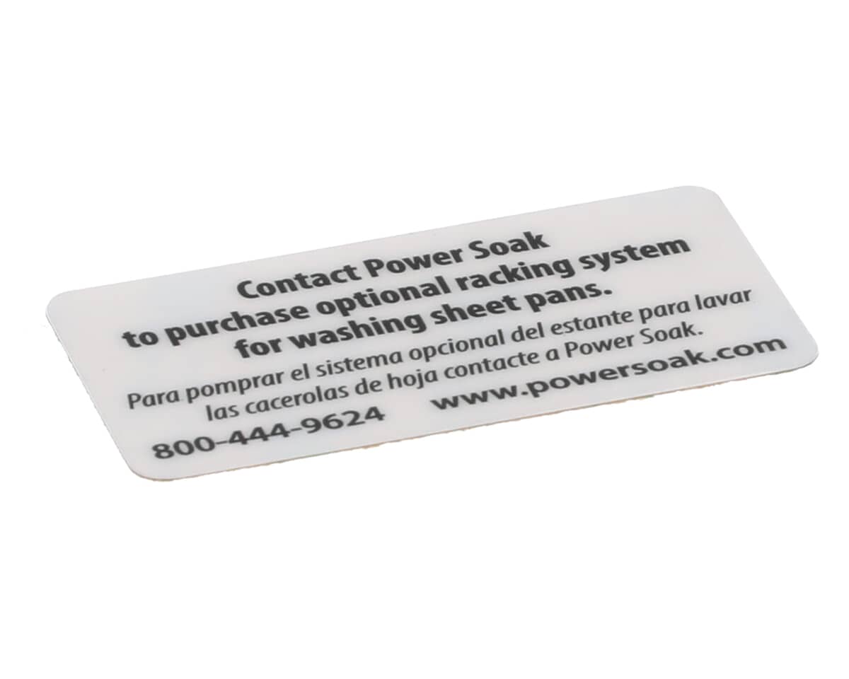POWER SOAK PARTS Power Soak 32114 Decal Sheet Pan Rack Option - SKU PWSK32114