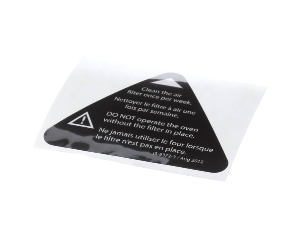 TURBOCHEF PARTS Turbochef I5-9372-3 Label Filter Warning Eng-Fre - SKU TBCI5-9372-3