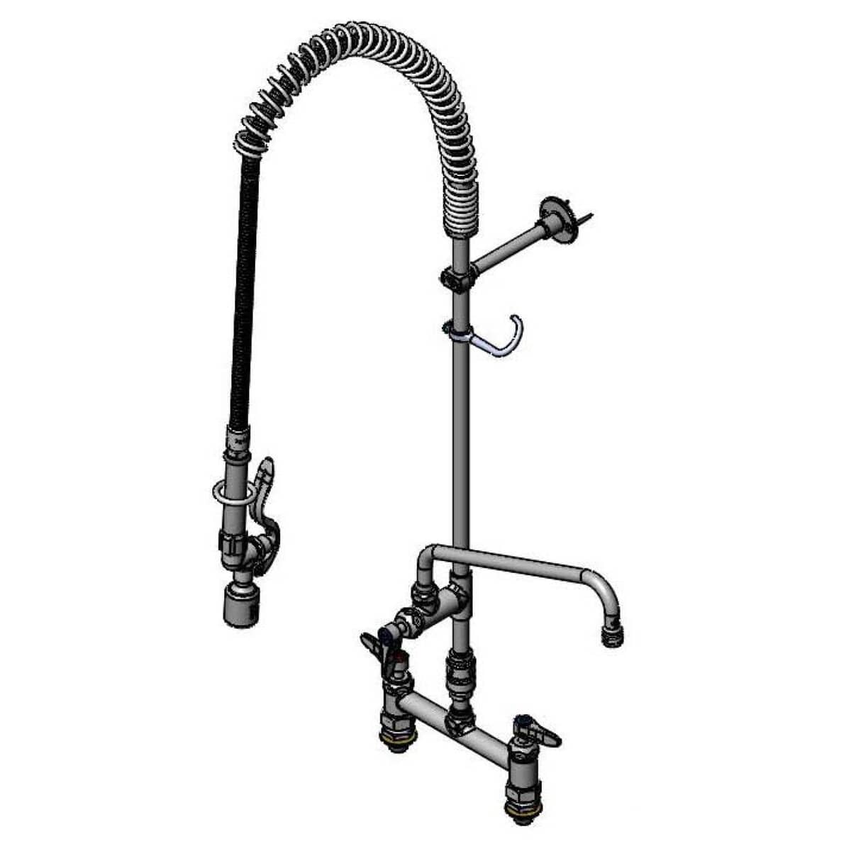 T&S BRASS PARTS T&S Brass B-0123-12CRCVBC Pre-Rinse 8C/C Deck Mount Add-On Faucet 00CC I - SKU TSB-0123-12CRCVBC