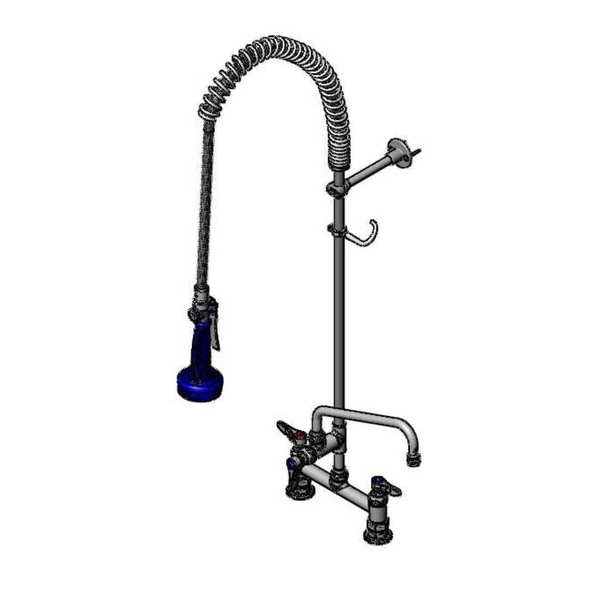 T&S BRASS PARTS T&S Brass B-0123-A10-B08C Easyinstall Pre-Rinse Spring Action 8 Deck Moun - SKU TSB-0123-A10-B08C