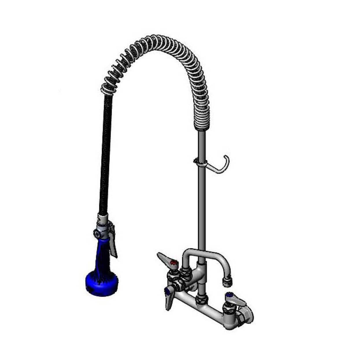 T&S BRASS PARTS T&S Brass B-0133-A06-08C Easyinstall Pre-Rinse Spring Action 8 Wall Moun - SKU TSB-0133-A06-08C