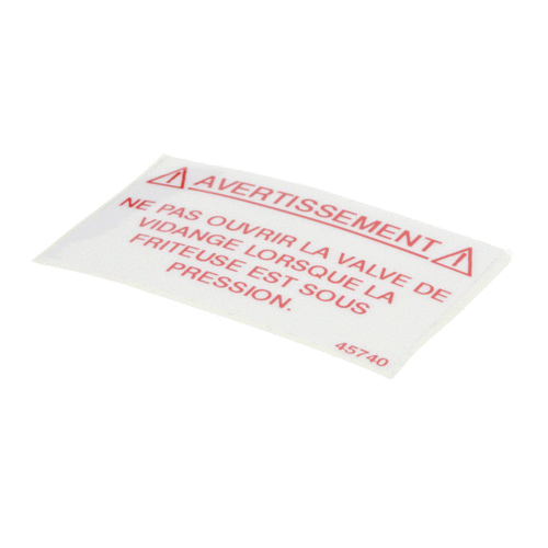 HENNY PENNY PARTS Henny Penny 45740 Label Drain Valve Warn French - SKU HEN45740