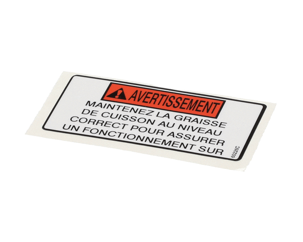 HENNY PENNY PARTS Henny Penny 60226 Label-Oil Level Warning Fre - SKU HEN60226