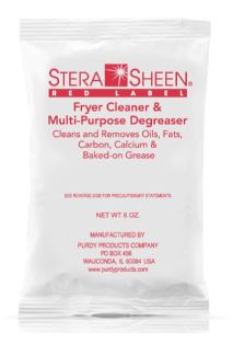 SANITIZERSSTERA-SHEEN-RED-LABEL-8030449-SANITIZER ONE CASE - CLEANER STERA SHEEN RED LABEL
 STERA-SHEEN FRYER CLEANER 
 <SPAN>NON-CAUSTIC POWERFUL CHEMICAL COMPOUND DESIGNED FOR EASE OF USE WHILE THOROUGHLY CLEANING YOUR EQUIPMENT. FOR USE ON OPEN PRESSURE FRYERS, FRYER BASKETS AND OIL FILTERS.</SPAN>
 NOTE: CERTAIN CHEMICALS MAY BE SUBJECT TO ADDED HAZMAT SHIPPING CHARGES IMPOSED BY THE CARRIER.