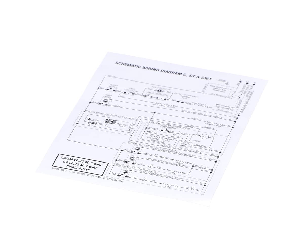 BUNN PARTS Bunn 10836.0000 Schematic 120V120/240V(C/CW) - SKU BU10836.0000