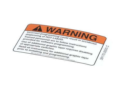BUNN PARTS Bunn 39175.0000 Decal Warning Overlay Graphic - SKU BU39175.0000
