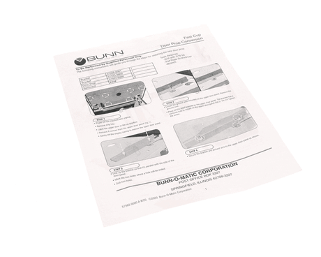 BUNN PARTS Bunn 57562.0000 Instruction Door Cylinder Conversion - SKU BU57562.0000