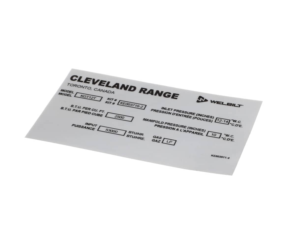 CLEVELAND PARTS Cleveland KE603911-4 Label;convert Nat. To LP - SKU CLEKE603911-4