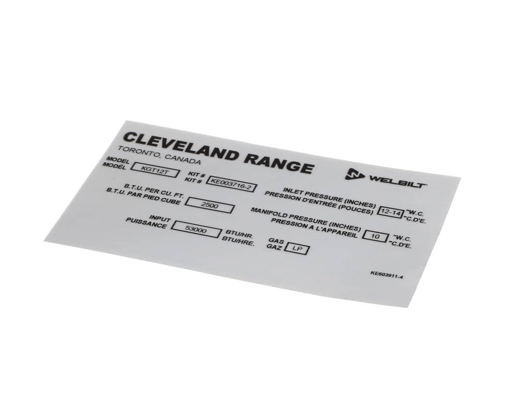 CLEVELAND PARTS Cleveland KE603911-4 Label;convert Nat. To LP - SKU CLEKE603911-4