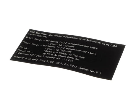 CMA DISH MACHINES PARTS CMA Dish Machines 06217.10 NSF Operating Req A2 AH2 B2CB2 - SKU CMA06217.10