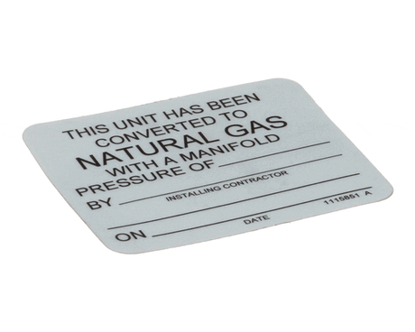 CONVOTHERM 1115851 LABEL;PROPANE TO NATURAL GAS C
