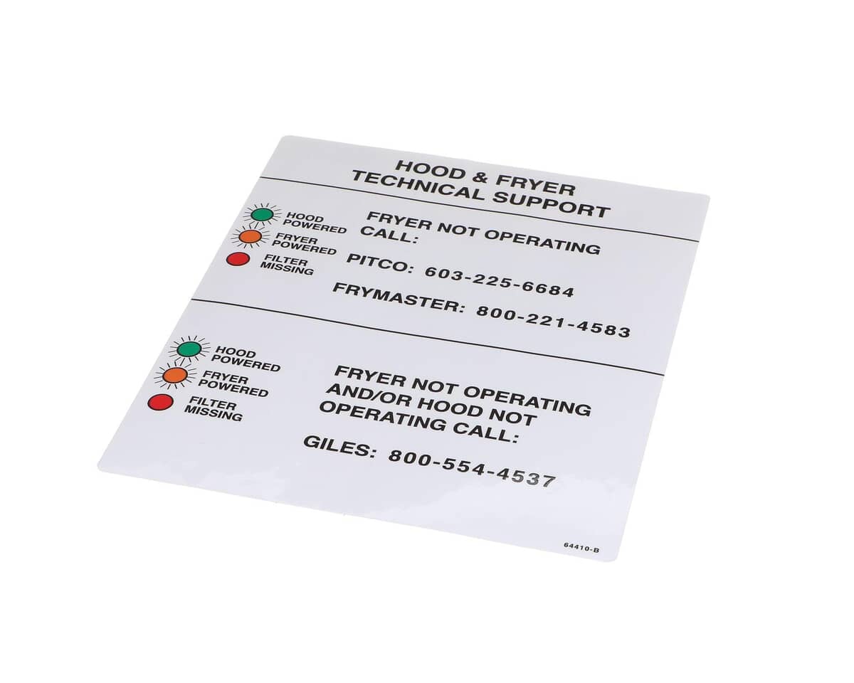 GILES PARTS Giles 64410 Label Pizza Hut Tech Service - SKU GIL64410