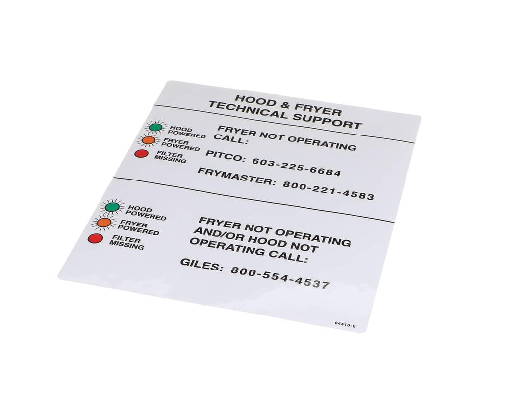 GILES PARTS Giles 64410 Label Pizza Hut Tech Service - SKU GIL64410