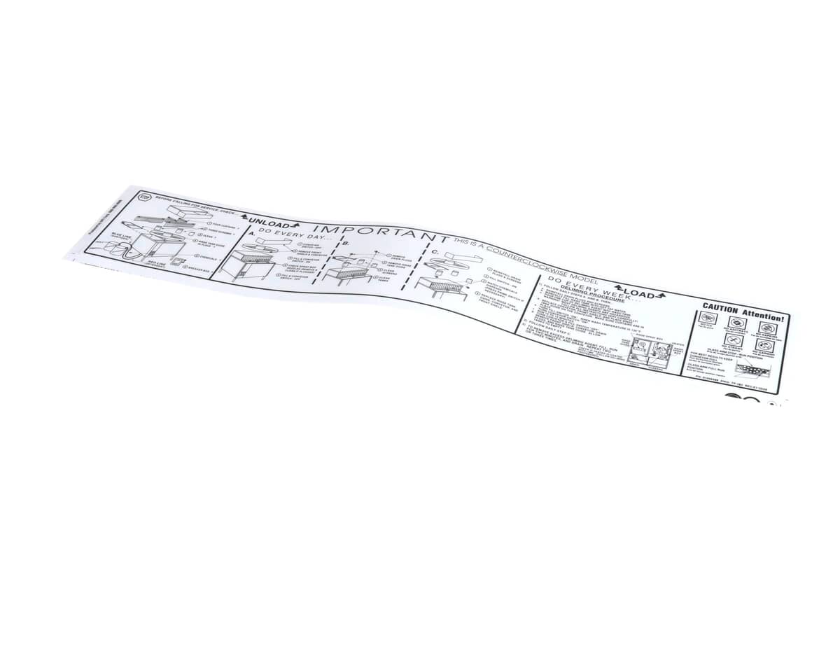 GLASTENDER PARTS Glastender 01000488 Decal Cleaning Instructions - SKU GLA01000488