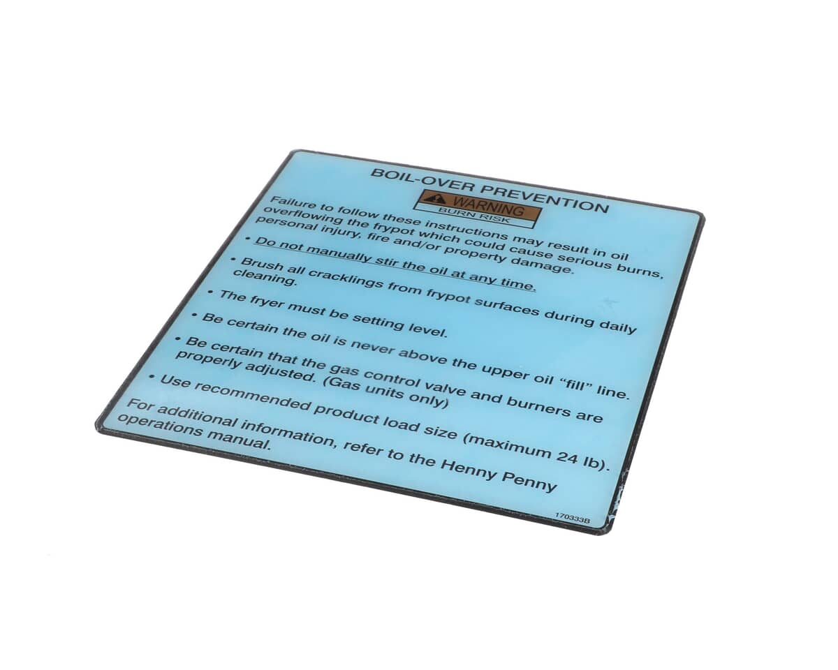 HENNY PENNY PARTS Henny Penny 170333 Label-Boilovr Prevnt Gm Veloc - SKU HEN170333