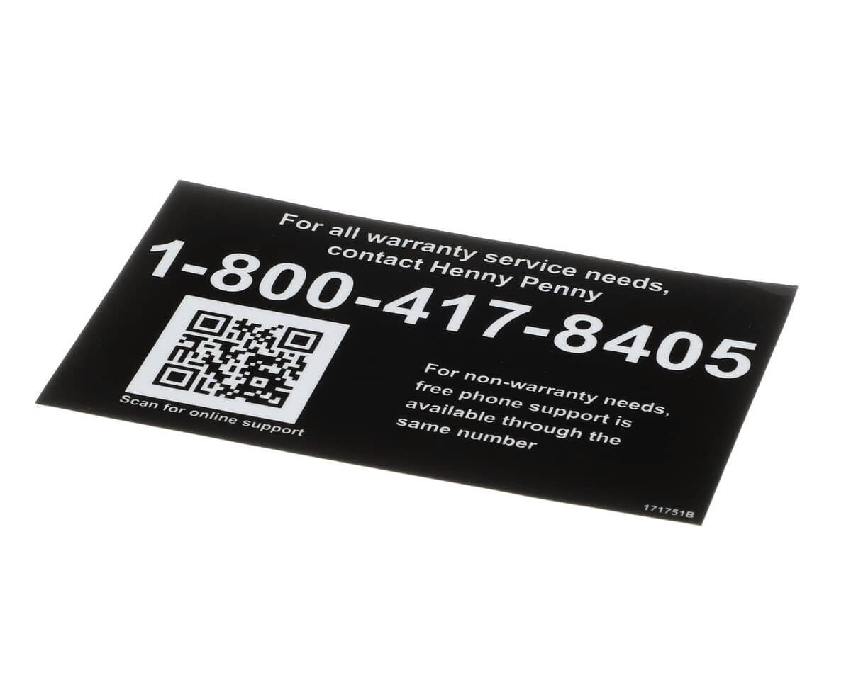 HENNY PENNY PARTS Henny Penny 171751 Label-Tech Support Us-Can - SKU HEN171751