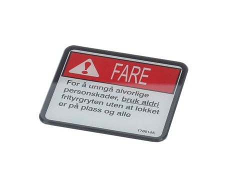 HENNY PENNY PARTS Henny Penny 178614 Label-Lid Danger Nor - SKU HEN178614