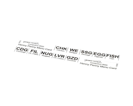 HENNY PENNY PARTS Henny Penny 32633 CARD-C8000 Std Product Menu - SKU HEN32633