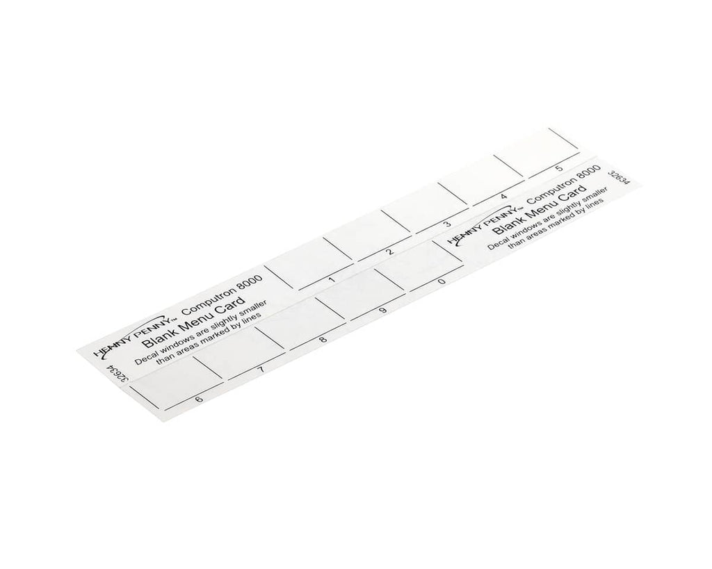 HENNY PENNY PARTS Henny Penny 32634 Menu CARD-C8000 Blank - SKU HEN32634