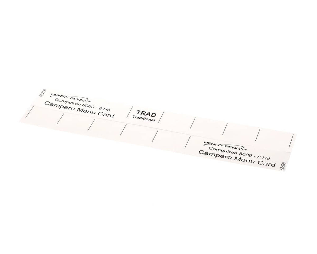 HENNY PENNY PARTS Henny Penny 69228 Menu CARD-C8000 CAMPERO-8HD - SKU HEN69228