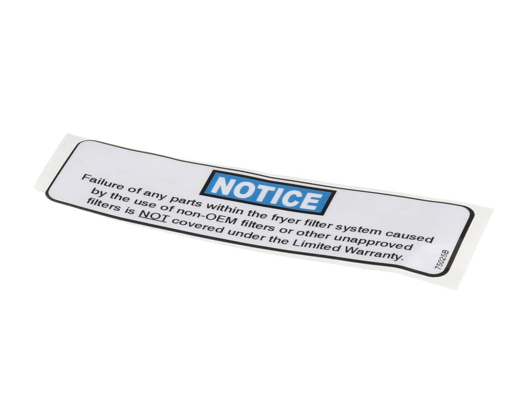 HENNY PENNY PARTS Henny Penny 75025 Label - Filter Notice - SKU HEN75025