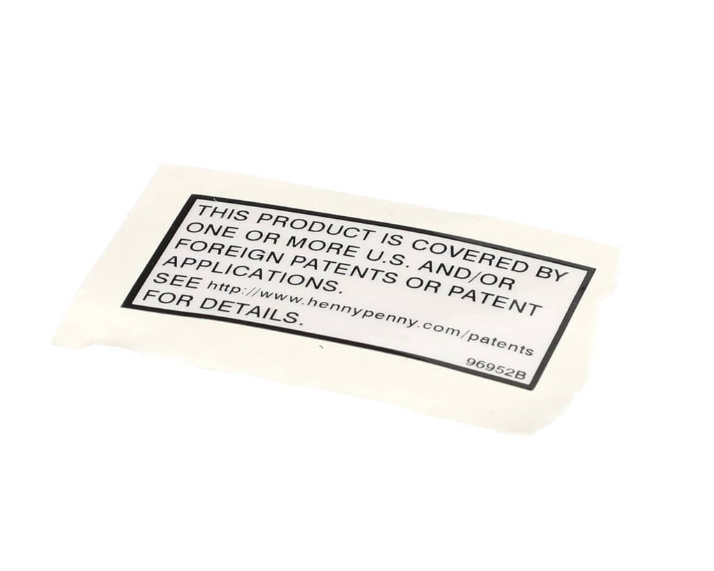 HENNY PENNY PARTS Henny Penny 96952 Label-Patent General - SKU HEN96952