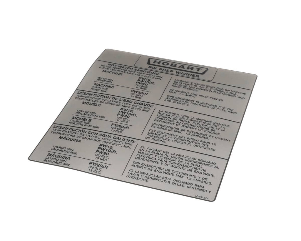 HOBART PARTS Hobart 0F-047571 Label (Information ) - SKU HOB0F-047571