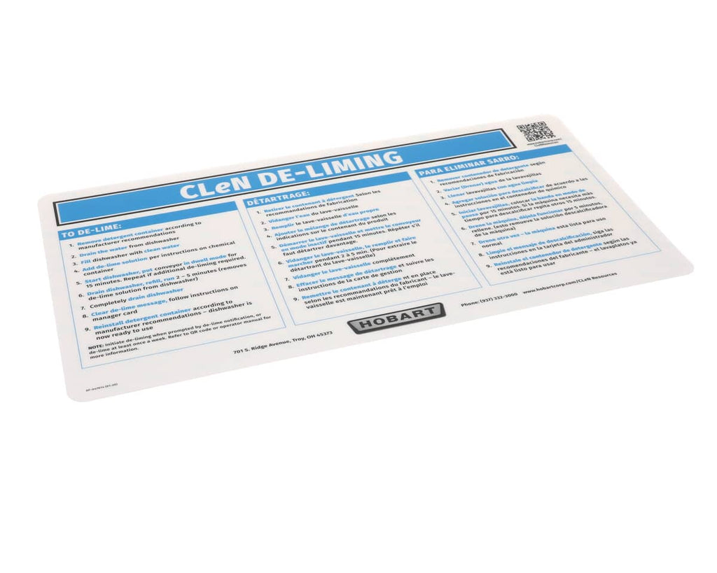 HOBART PARTS Hobart 0F-047614 Label De-Lime Instructions (T - SKU HOB0F-047614