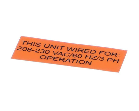 JACKSON PARTS Jackson 09905-004-40-11 Decal 208-230/60/3 Operation - SKU JAC09905-004-40-11