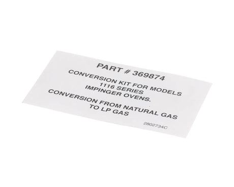 LINCOLN PARTS Lincoln 2802734 Label Box 369874 Kit - SKU LIN2802734