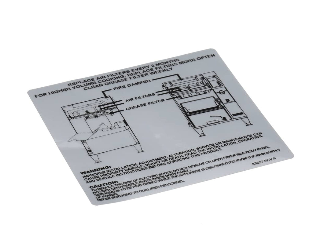 PERFECT FRY PARTS Perfect Fry 6LA009 Label Filter Instr Pfa - SKU PFC6LA009