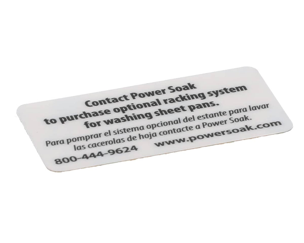 POWER SOAK PARTS Power Soak 32114 Decal Sheet Pan Rack Option - SKU PWSK32114