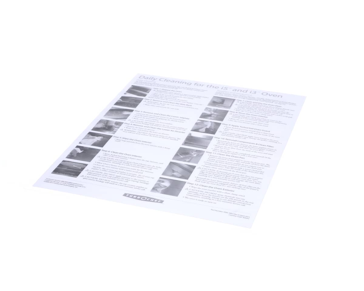 TURBOCHEF PARTS Turbochef DOC-1051 Poster Daily Cleaning I5 Or - SKU TBCDOC-1051