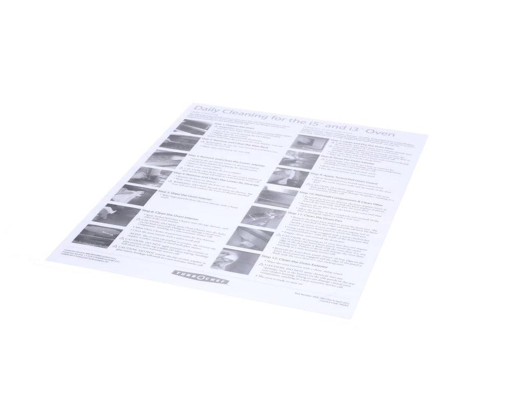 TURBOCHEF PARTS Turbochef DOC-1051 Poster Daily Cleaning I5 Or - SKU TBCDOC-1051