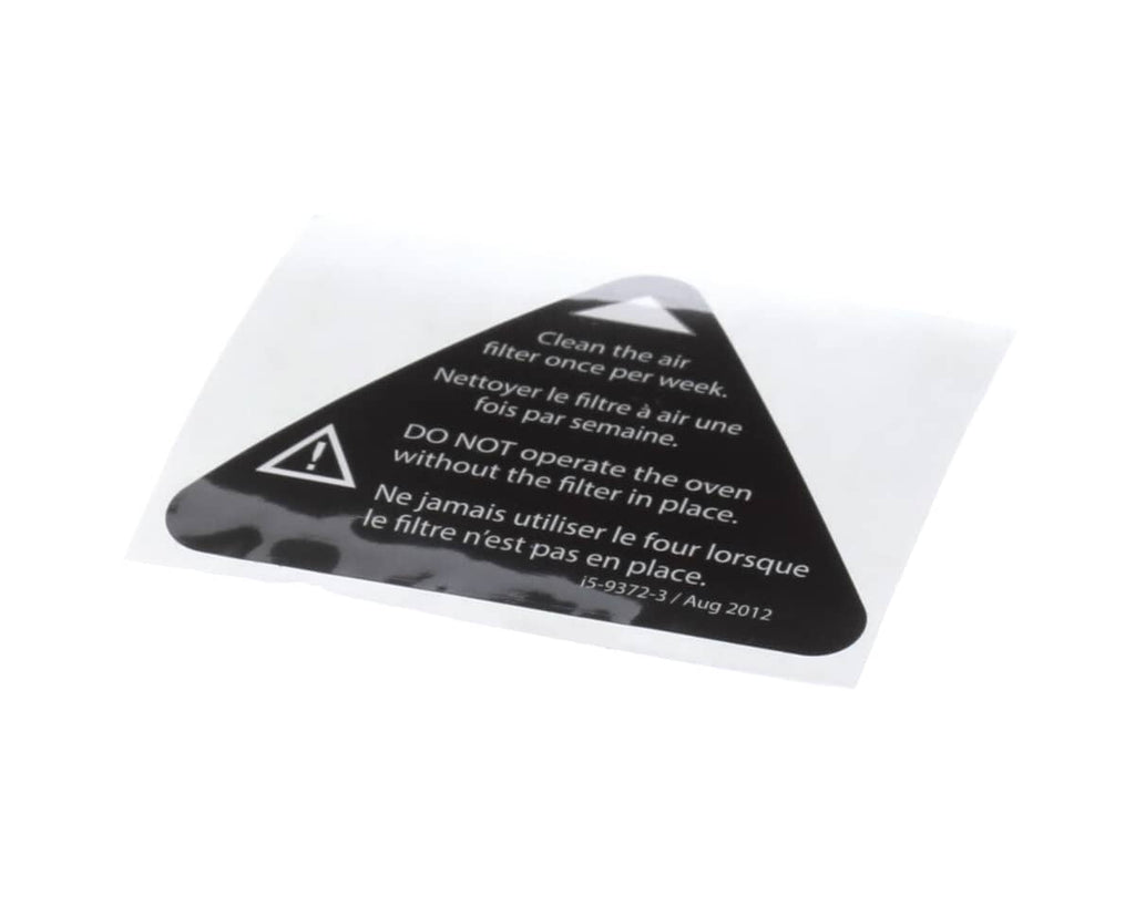 TURBOCHEF PARTS Turbochef I5-9372-3 Label Filter Warning Eng-Fre - SKU TBCI5-9372-3